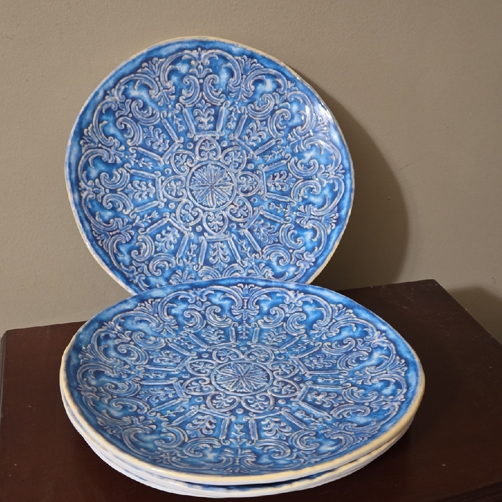 Cynthia Rowley Blue Medallion Melamine Dinner Plates Set of 4